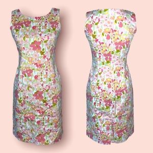 Brooks Brothers 346 Floral Sleeveless Sheath Dress Women's Size 4 Petite